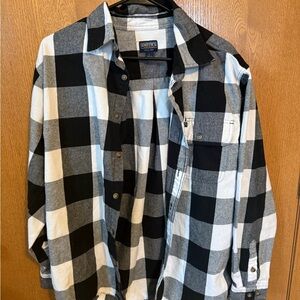 Smith's Black & White Buffalo Check Men's Flannel Shirt